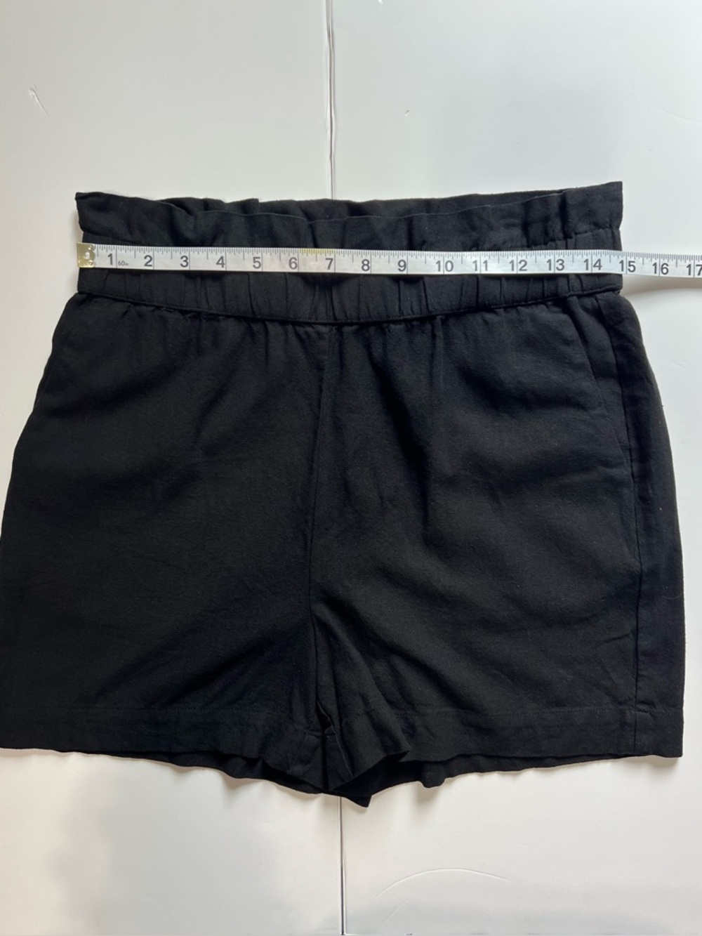 Vero Moda Black Linen Blend High-Waist Paperbag Shorts Medium Boho Spring Casual - Picture 9 of 12